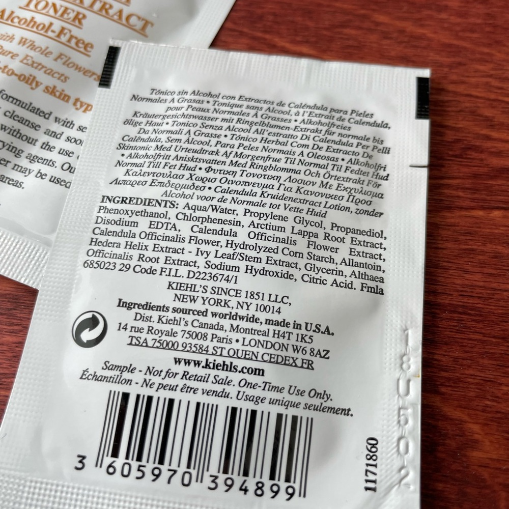 SET OF 4 Kiehl's Calendula Herbal Extract Toner Samples - Picture 3 of 3